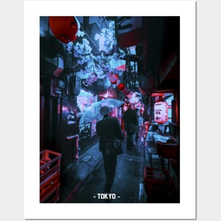 Tokyo Street Neon Synthwave Posters and Art